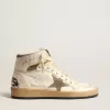 Sky-Star voor dames in wit nappaleer met duifgrijze suède ster
