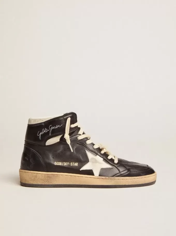 Sky-Star voor dames in zwart nappa met witte ster