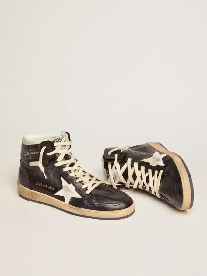 Sky-Star voor dames in zwart nappa met witte ster