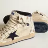 Sky-Star voor heren in crèmekleurig nylon en leer met blauwe suède ster