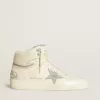 Sky-Star voor heren van leer met lichtblauwe leren ster en witte hiellip.