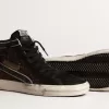 Slide in bruin glitter met zwarte leren ster en flash