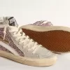 Slide in lila glitter met witte leren ster en flash