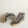 Slide in middernachtblauw denim met witte leren ster