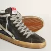 Slide in middernachtblauw denim met witte leren ster