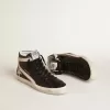 Slide LTD met platina glitterster en suède flash met parels