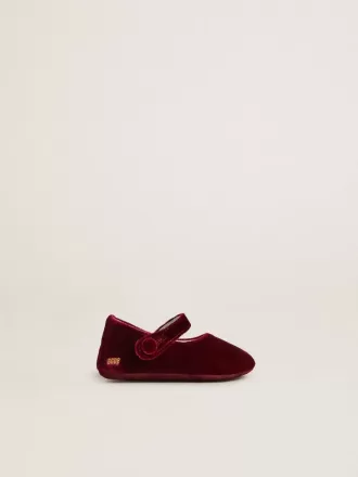Sofi Baby ballerina’s van bordeauxrood fluweel en suède