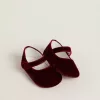 Sofi Baby ballerina’s van bordeauxrood fluweel en suède