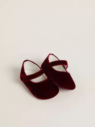 Sofi Baby ballerina’s van bordeauxrood fluweel en suède