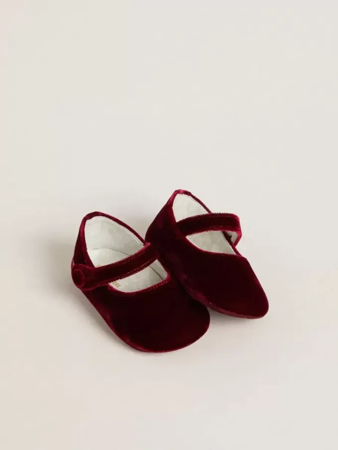 Sofi Baby ballerina’s van bordeauxrood fluweel en suède