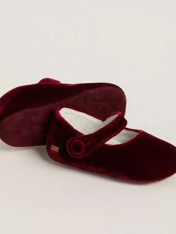 Sofi Baby ballerina’s van bordeauxrood fluweel en suède