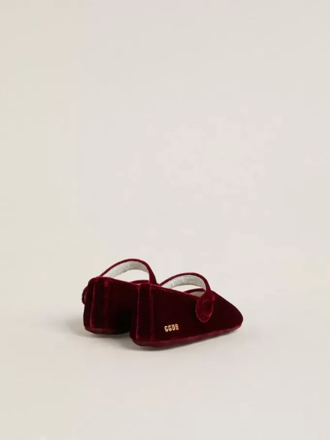 Sofi Baby ballerina’s van bordeauxrood fluweel en suède