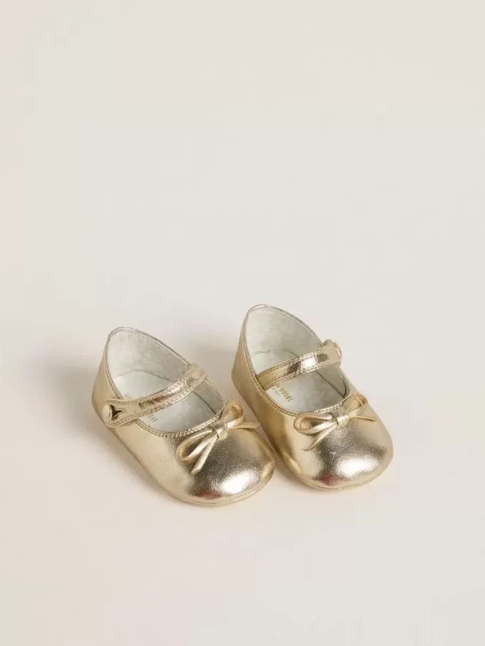 Sofi Baby ballerina’s van goudkleurig metallic leer