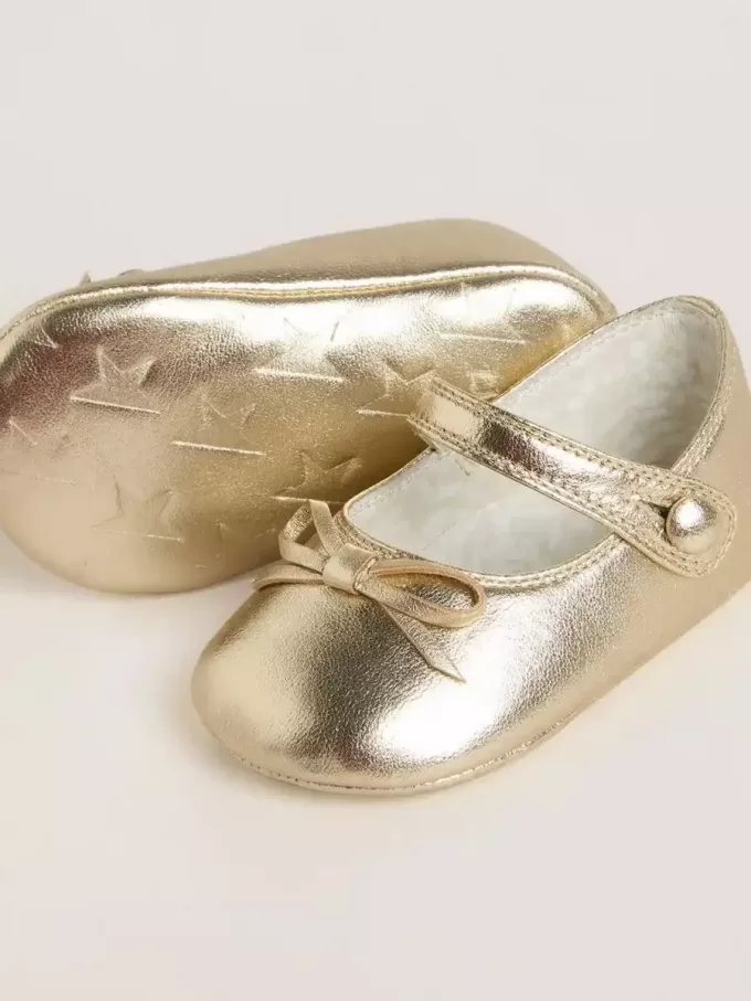 Sofi Baby ballerina’s van goudkleurig metallic leer