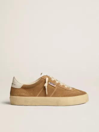 Soul Star voor dames in camelkleurig suède met witte leren hiellip en tong