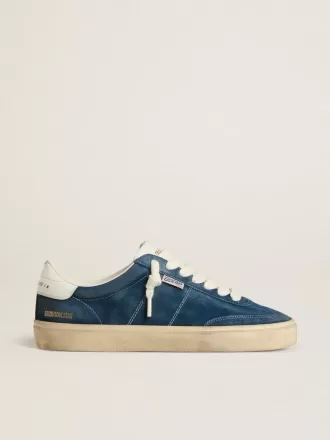 Soul Star voor heren in blauw suède met witte leren hiellip.