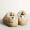 Space-Star damesschoenen in beige schapenvacht met witte leren ster en metallic leren hielstuk