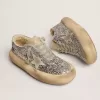 Space-Star damesschoenen in zilver glitter met schapenvachtvoering