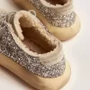 Space-Star damesschoenen in zilver glitter met schapenvachtvoering