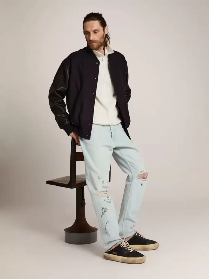 Space-Star Sabot herenschoenen van gewatteerd zwart nylon met schapenvachtvoering