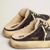 Space-Star Sabot herenschoenen van gewatteerd zwart nylon met schapenvachtvoering