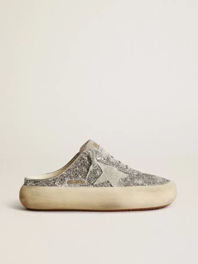 Space-Star Sabot voor dames in glitter met ijsgrijze ster en lipje