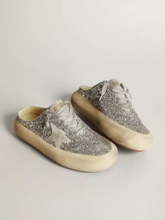 Space-Star Sabot voor dames in glitter met ijsgrijze ster en lipje