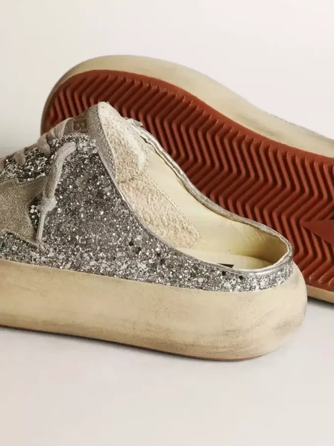 Space-Star Sabot voor dames in glitter met ijsgrijze ster en lipje