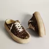 Space-Star Sabot voor dames in ponyhuid met luipaardprint en zwarte ster