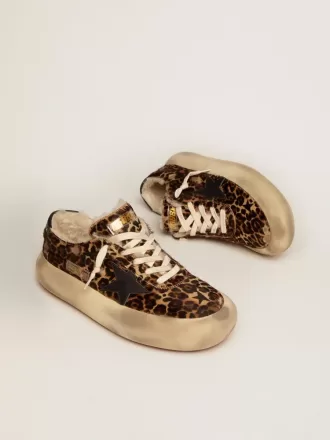 Space-Star schoenen van ponyhuid met dierenprint en voering van schapenvacht
