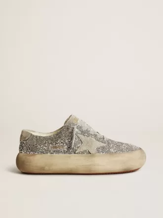 Space-Star voor dames in zilver glitter met ijsgrijze ster