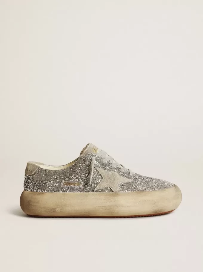 Space-Star voor dames in zilver glitter met ijsgrijze ster