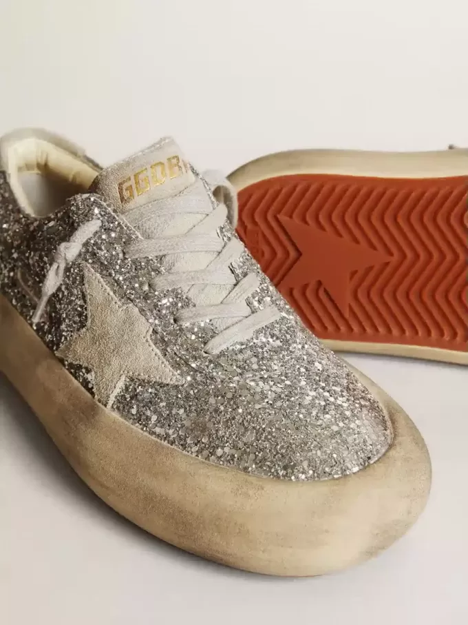 Space-Star voor dames in zilver glitter met ijsgrijze ster