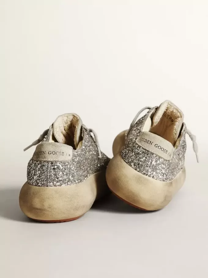 Space-Star voor dames in zilver glitter met ijsgrijze ster