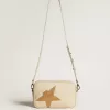 Star Bag in boterkleurig gehamerd leer met Swarovski-kristallen ster