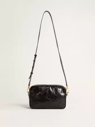 Star Bag in glanzend zwart leer met ton sur ton ster