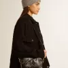 Star Bag in glanzend zwart leer met ton sur ton ster