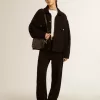 Star Bag in glanzend zwart leer met ton sur ton ster