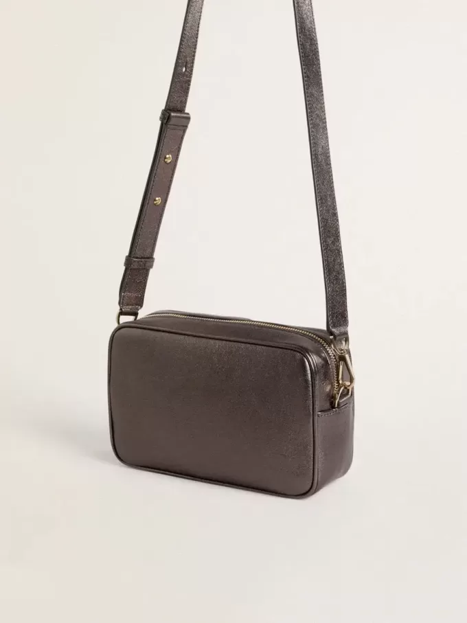 Star Bag in grijs metallic leer met Swarovski-kristallen ster