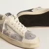 Stardan in wit leer en mesh met witte leren ster