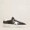 Stardan in zwart nubuck en mesh met grijze leren ster en hielstuk
