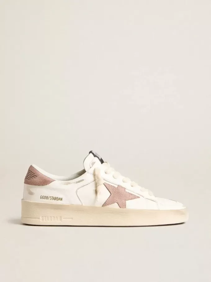 Stardan sneakers met roze gestructureerde leren ster en hielstuk