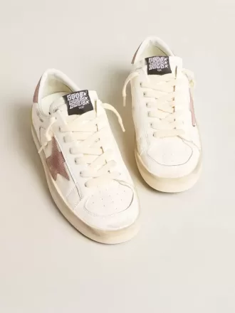 Stardan sneakers met roze gestructureerde leren ster en hielstuk