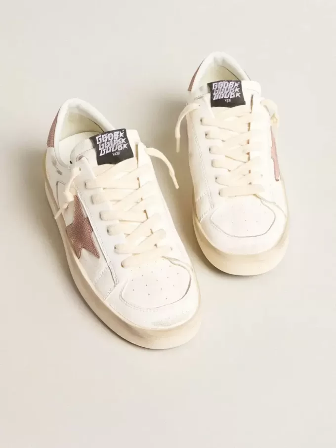 Stardan sneakers met roze gestructureerde leren ster en hielstuk