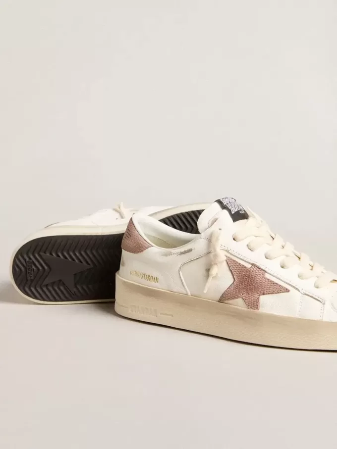 Stardan sneakers met roze gestructureerde leren ster en hielstuk