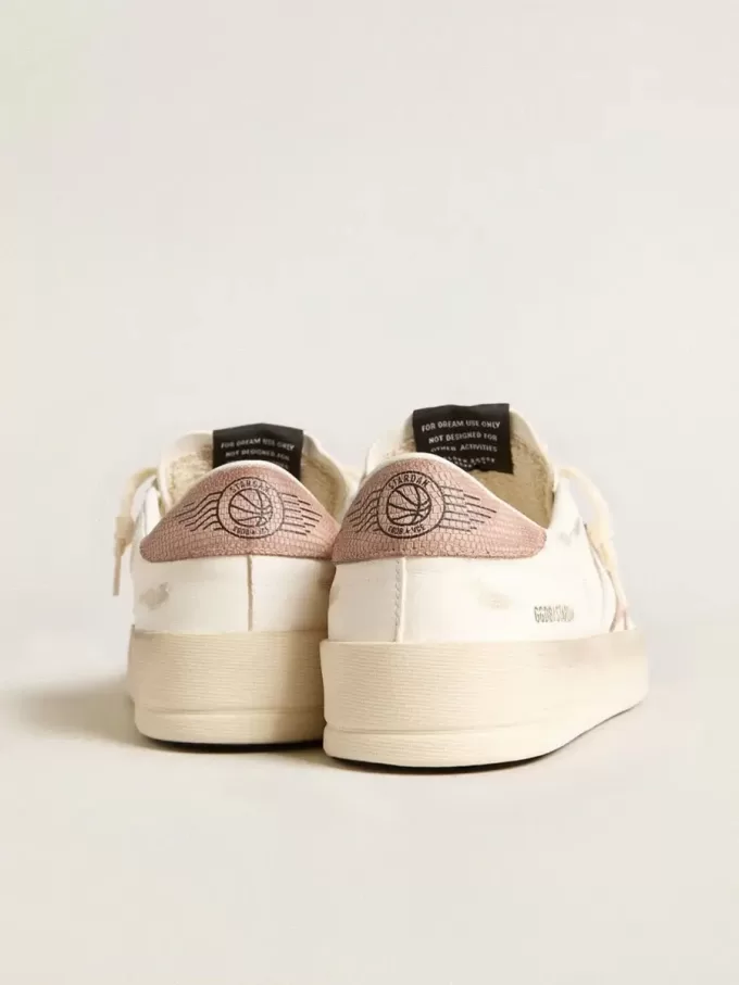 Stardan sneakers met roze gestructureerde leren ster en hielstuk