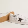 Stardan van nappaleer met metallic zilveren leren ster en roze suède hielstuk