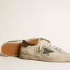 Stardan van nubuck en mesh met bruine ster van leer met hagedisprint