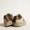 Stardan van nubuck en mesh met bruine ster van leer met hagedisprint