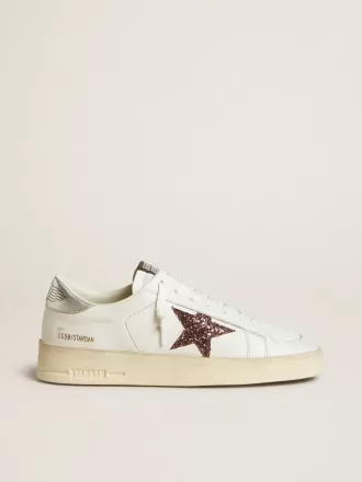 Stardan voor dames in nappa met glitterster en metallic leren hielstuk